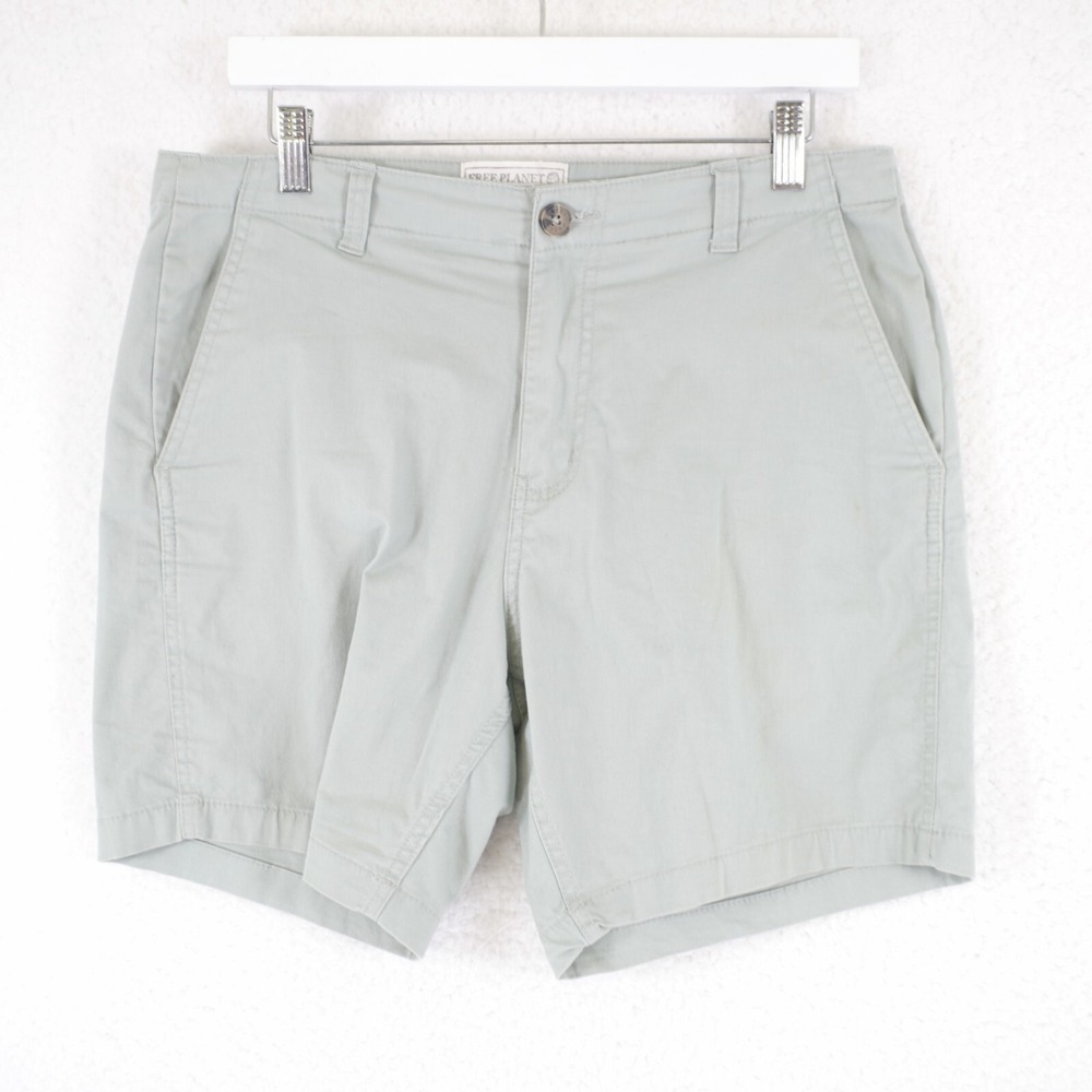 Free Planet Chino Shorts‎ Green / Gray 32/6 Mid Rise Tagged 30